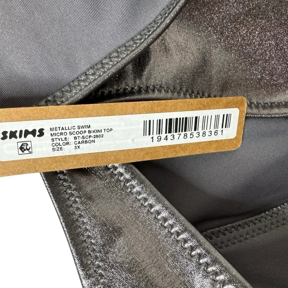 Skims Micro Scoop Bikini Top in‎ Carbon Metallic 3X